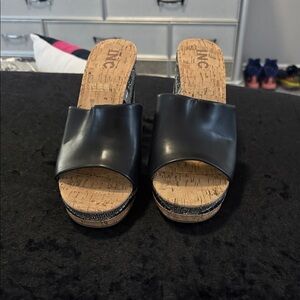 INC International Concepts Black Cork Mules